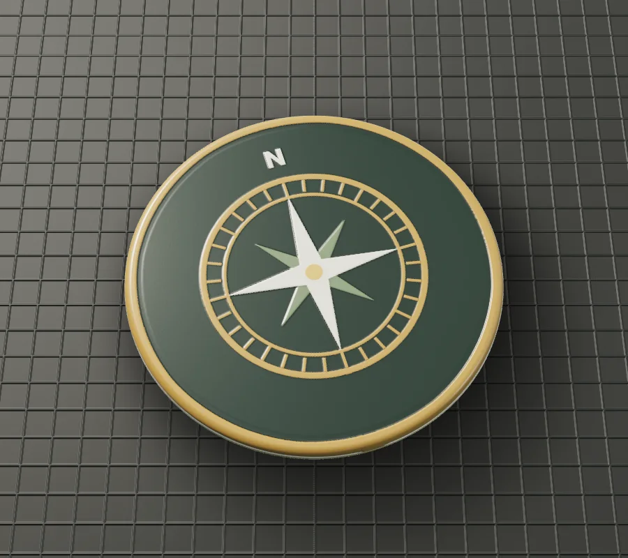 Compass Badge: pvc patch on black nylon
