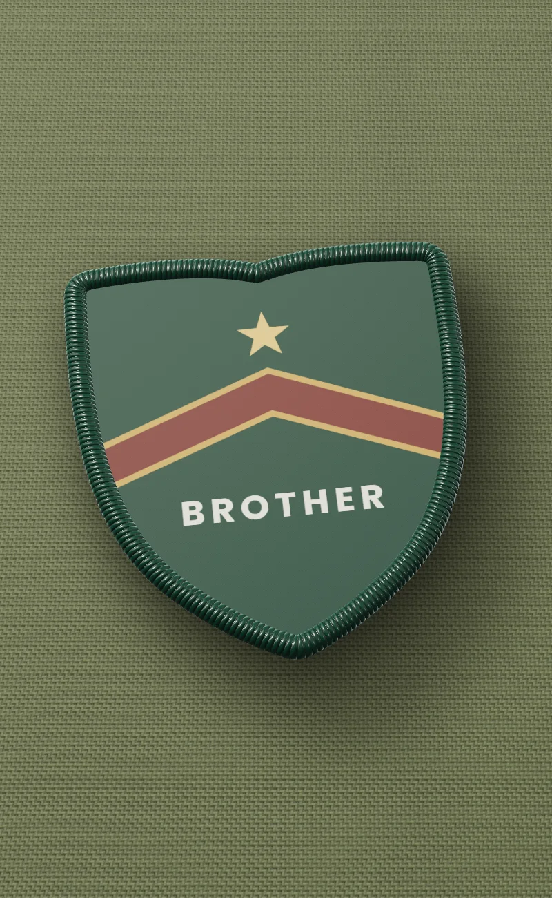 Team Crest: sublimated patch on olive canvas