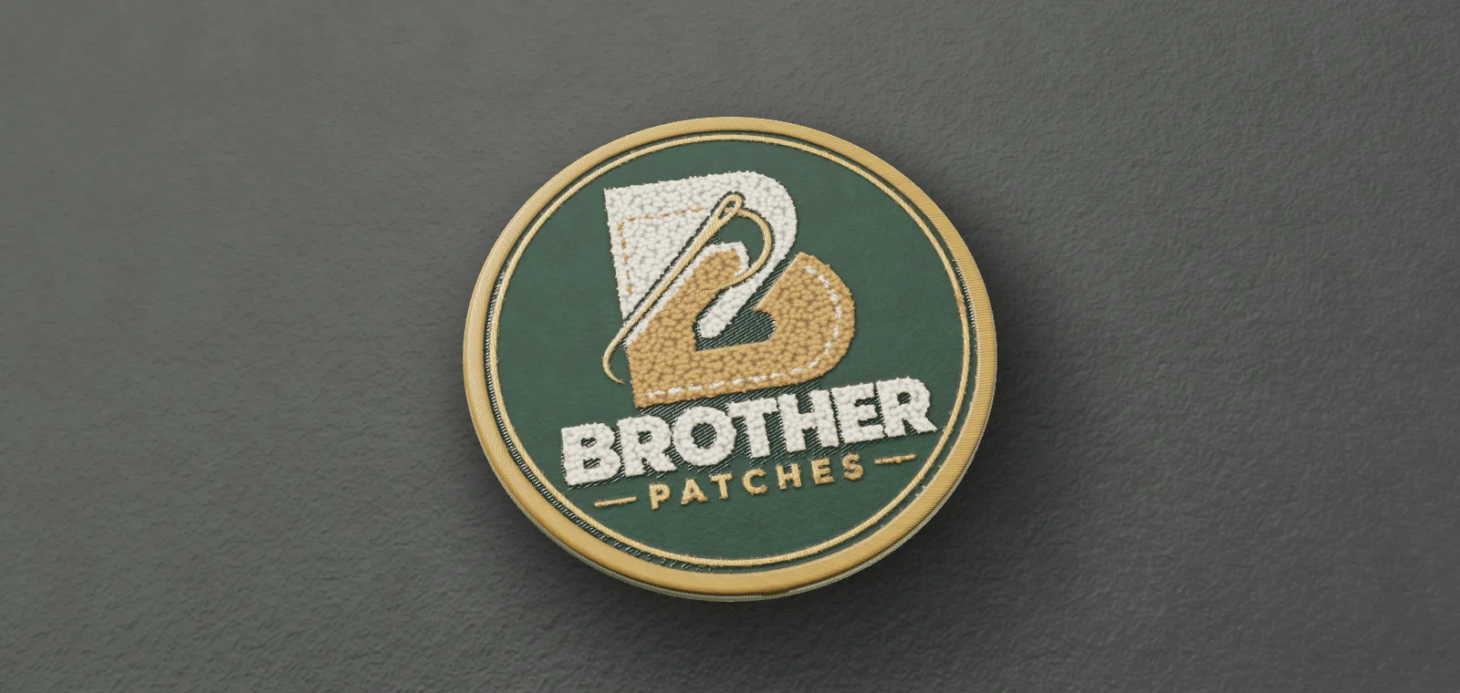 Chenille Emblem: chenille patch on charcoal wool