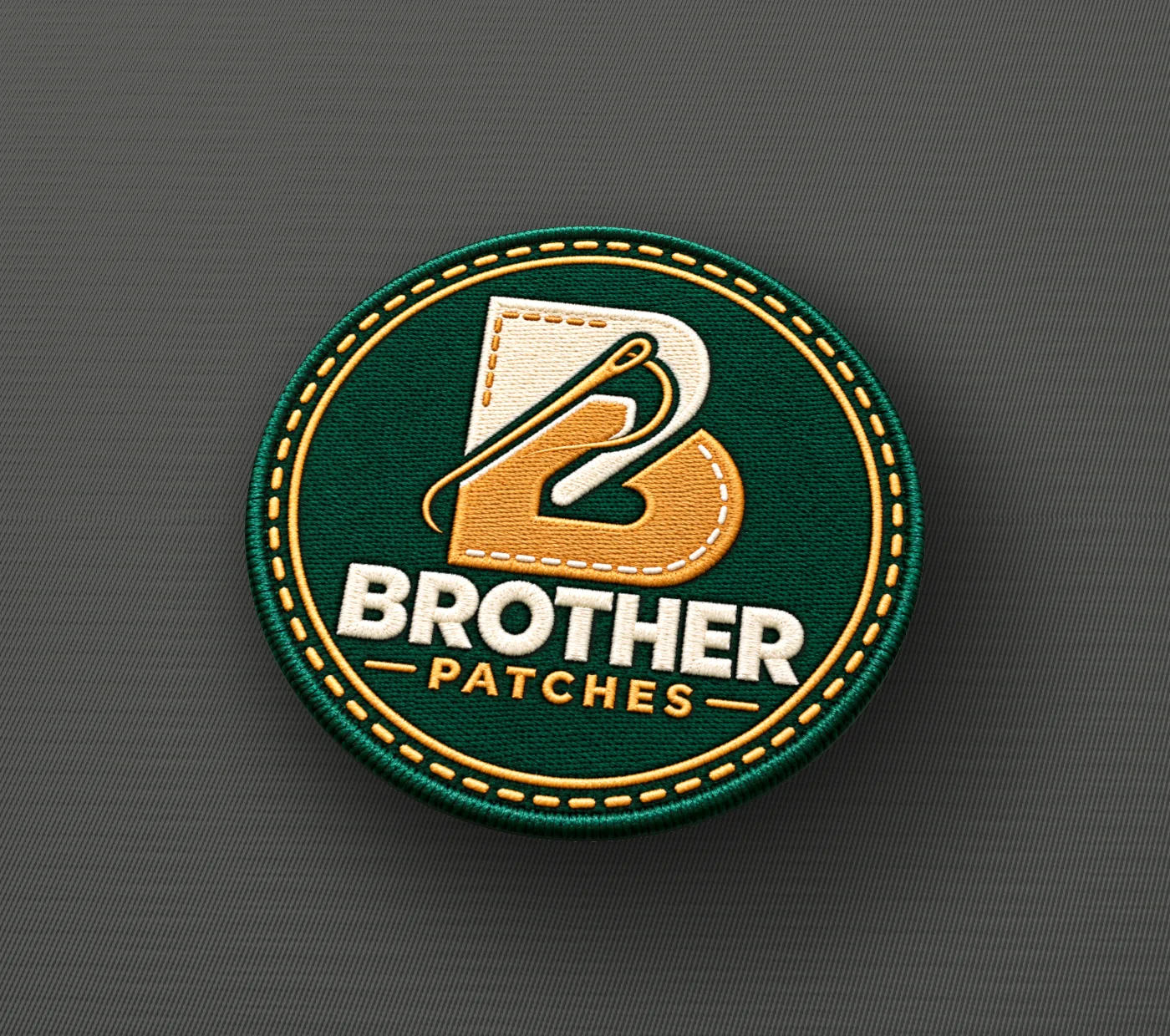 Brother Patches Logo: embroidered patch on black denim