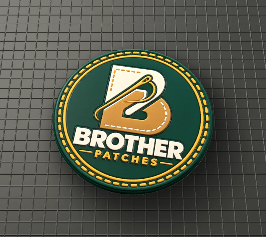 Brother Patches Logo: pvc patch on black nylon