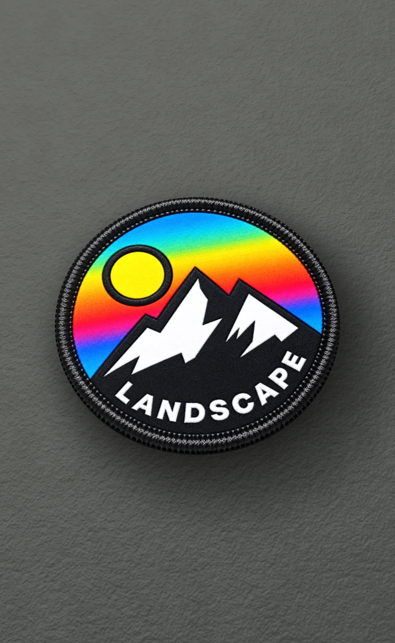 Landscape: sublimated patch on charcoal wool