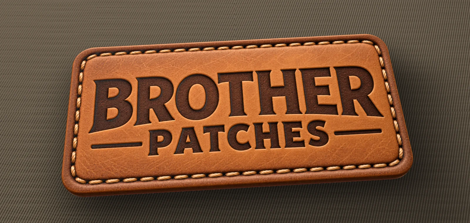 Brother Patches Label: leather patch on black denim
