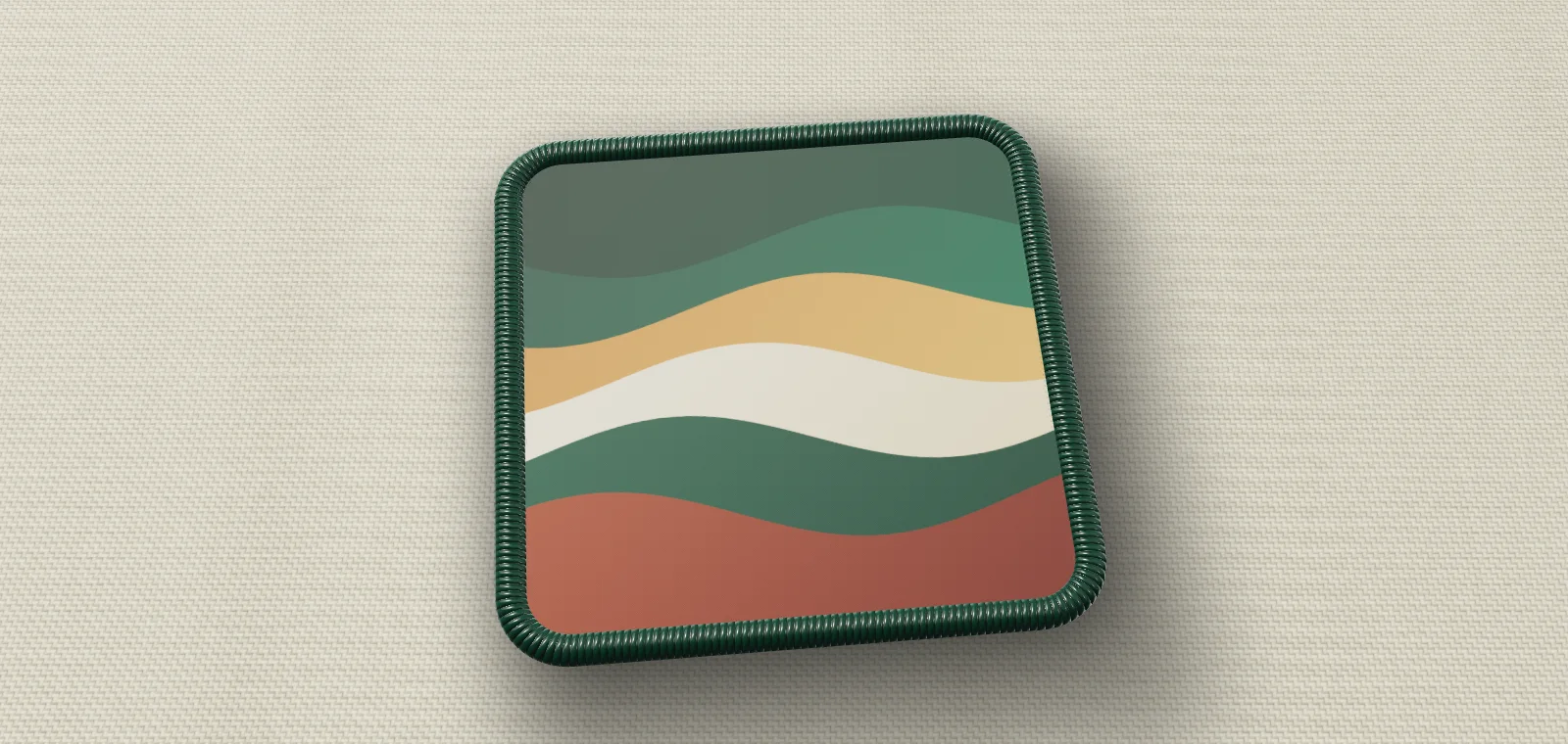 Gradient Waves: sublimated patch on cream canvas