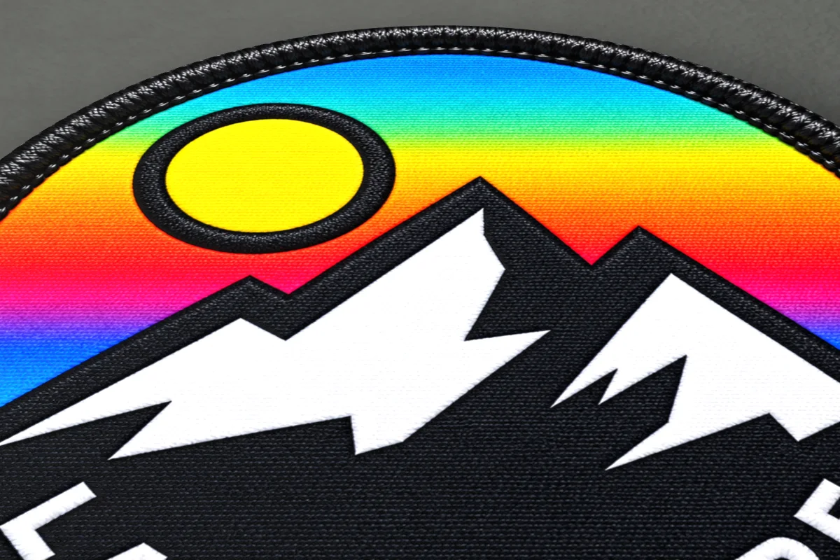 Macro view of a smooth sublimated print with a sunset gradient